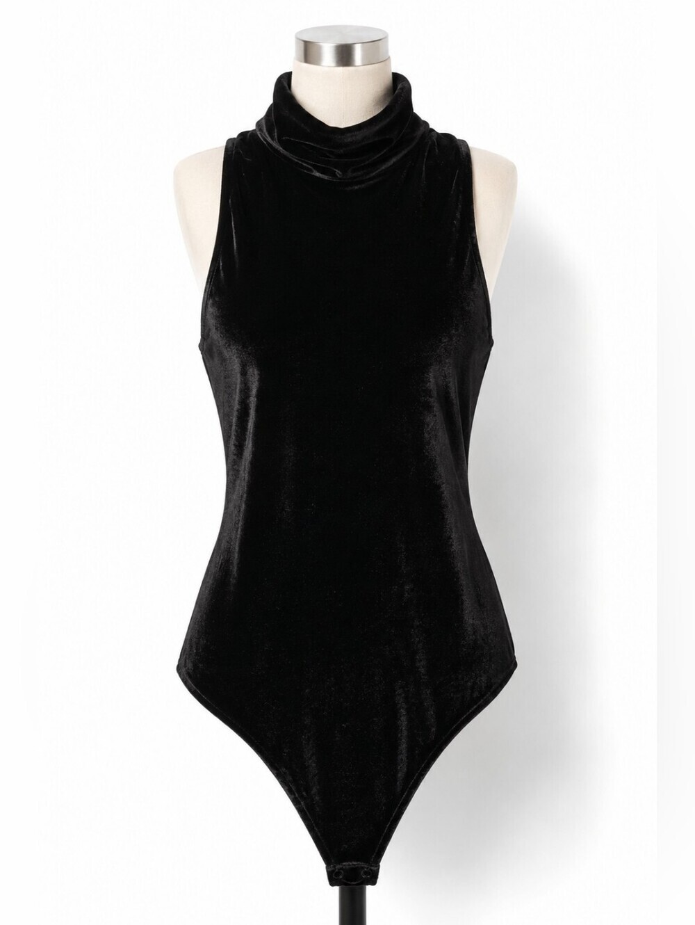 Lovers & Friends NWT Black Velour Velvet Halter Mock Neck Bodysuit Sz S Party